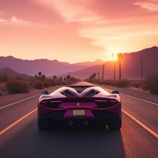 4k car sunset wallpaper