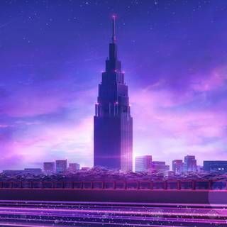 4k purple city wallpaper