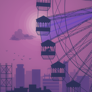 4k purple city wallpaper