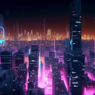 4k purple city wallpaper