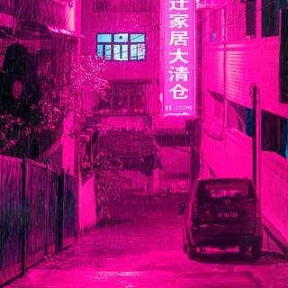 4k neon rain wallpaper