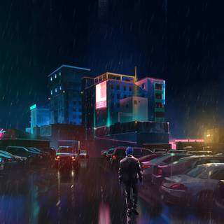 4k neon rain wallpaper