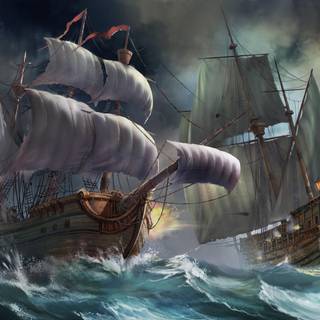 Ship battle wallpaper