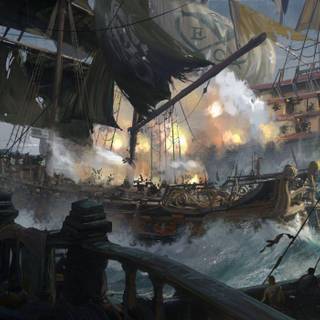 Ship battle wallpaper