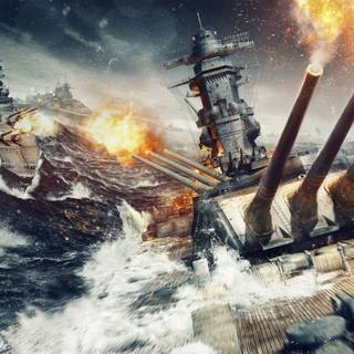 Ship battle wallpaper