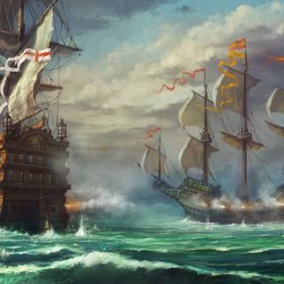 Ship battle wallpaper