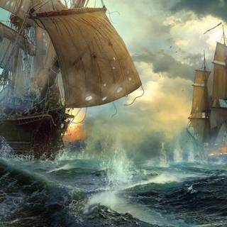 Ship battle wallpaper