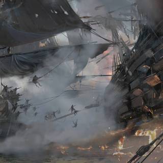 Ship battle wallpaper