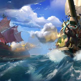 Ship battle wallpaper