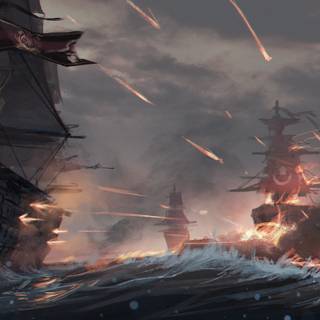 Ship battle wallpaper