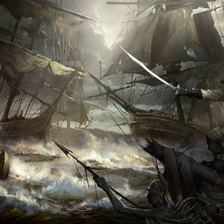Ship battle wallpaper