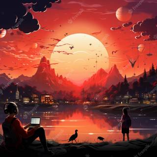 4k anime chill wallpaper