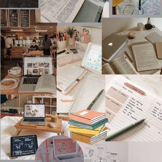 Studying aesthetic collage wallpaper