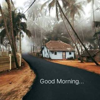 Morning village wallpaper