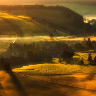 Morning village wallpaper