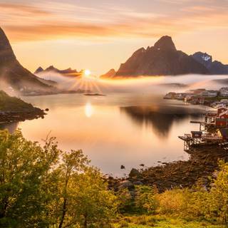 Morning village wallpaper