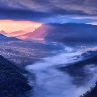 Morning village wallpaper