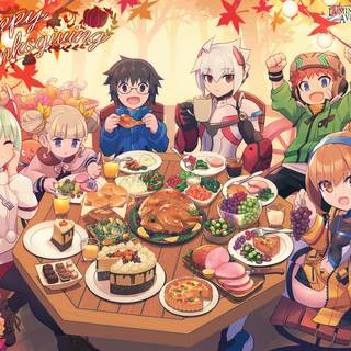 Kawaii anime Thanksgiving wallpaper