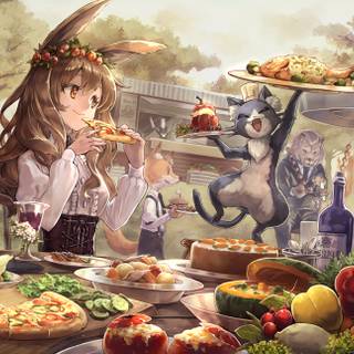 Kawaii anime Thanksgiving wallpaper