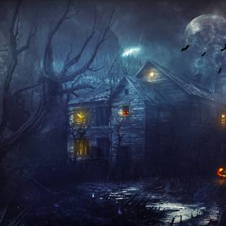 Haunted house 4k wallpaper