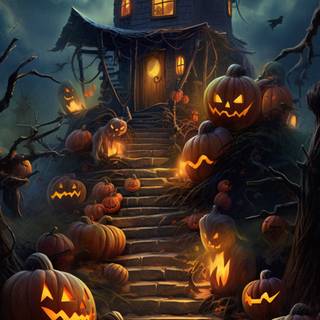 Halloween house iPhone wallpaper