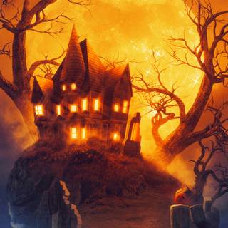 Haunted house 4k wallpaper