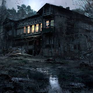 Haunted house 4k wallpaper