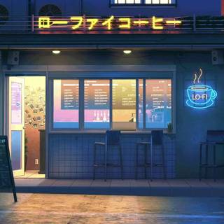 Cozy coffee shop wallpaper