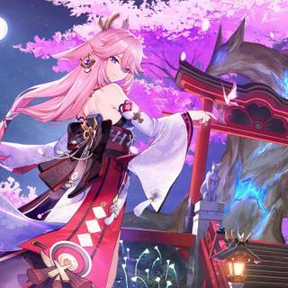 Genshin Impact pink wallpaper