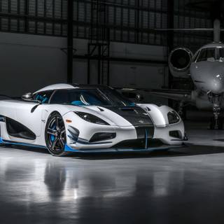 Car with plane wallpaper