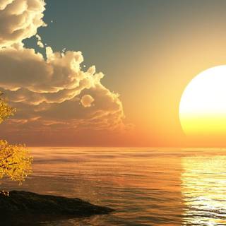 Autumn calm sunset wallpaper