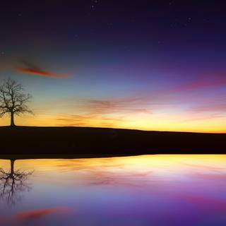 Autumn calm sunset wallpaper