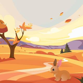 Rabbit autumn wallpaper