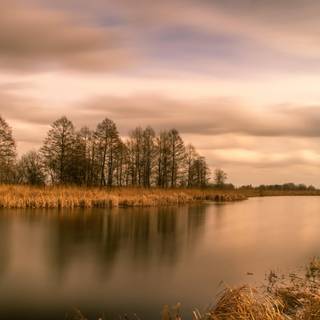 Autumn calm sunset wallpaper