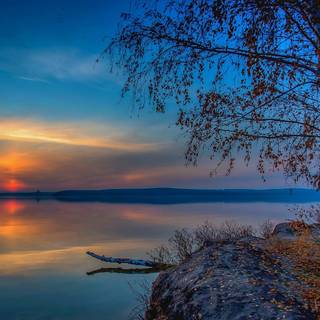 Autumn calm sunset wallpaper