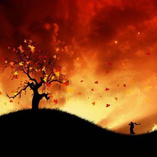 Autumn campfire wallpaper