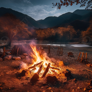 Autumn campfire wallpaper