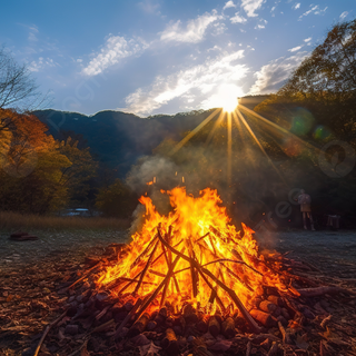 Autumn campfire wallpaper