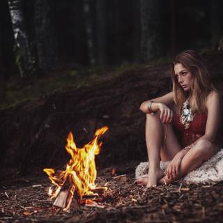 Autumn campfire wallpaper