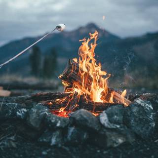 Autumn campfire wallpaper