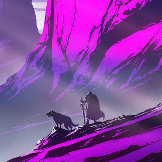 Purple cartoon 4k wallpaper