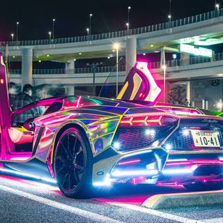 4k car neon wallpaper