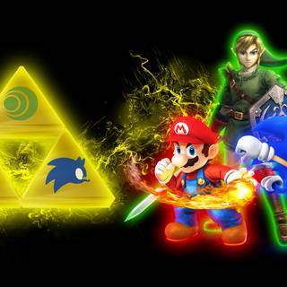 Sonic and Mario computer wallpaper