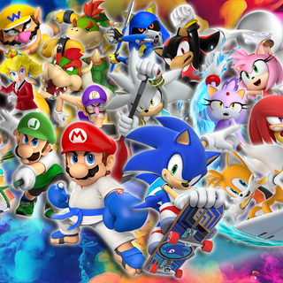 Sonic and Mario computer wallpaper