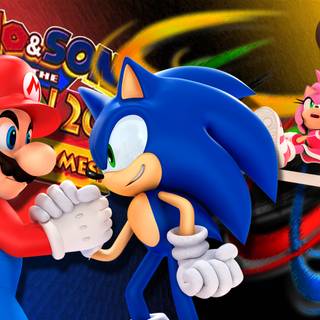 Sonic and Mario computer wallpaper