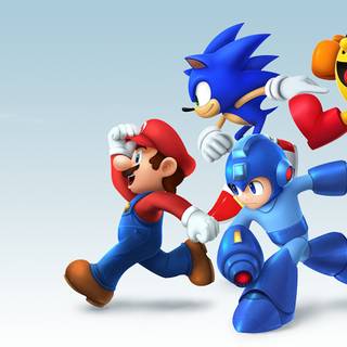 Sonic and Mario computer wallpaper