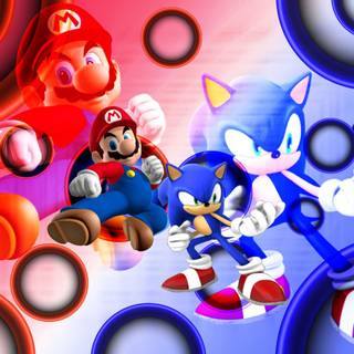 Sonic and Mario computer wallpaper