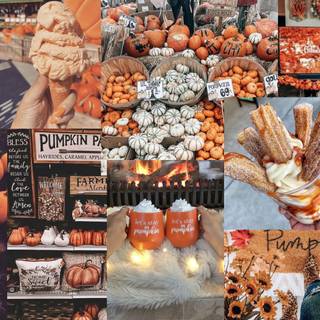 Desktop autumn aesthetic collage wallpaper