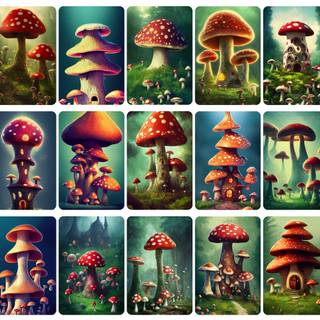 Mushroom collage wallpaper