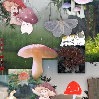 Mushroom collage wallpaper